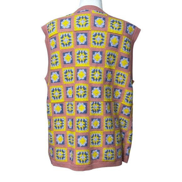 Unisex WESC Crochet Floral Sweater Vest Floral Square Mens Large Womens Size XL - Picture 3 of 7